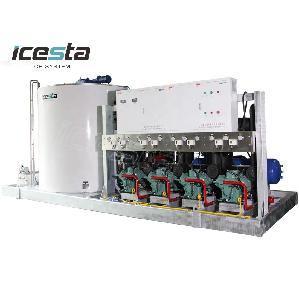 Customized ICESTA Automatic High Productivity Long Service Life 30T 40 Tons Industrial Ice Flake Making Machine for Fish