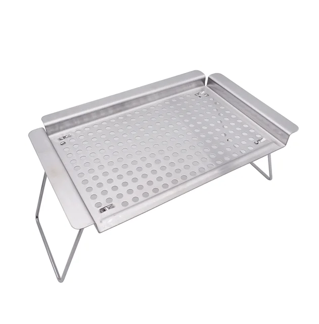 Hot sell BBQ Grilling Basket with stand Stainless Steel Perforated Grill Baskets