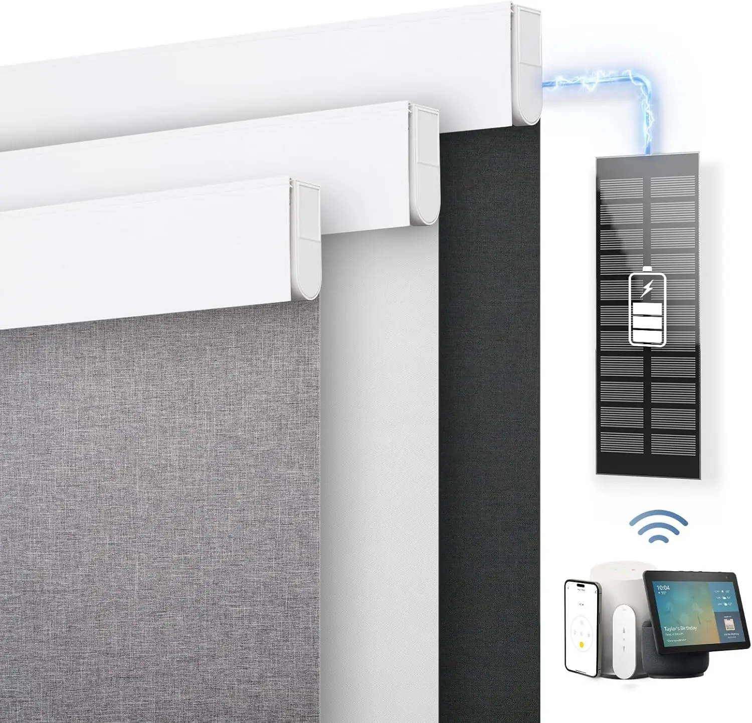 CF Solar Panel Cell Window Blinds Indoor Electric Motorized Blackout Horizontal Automatic Smart Roller Blinds Shade for windows