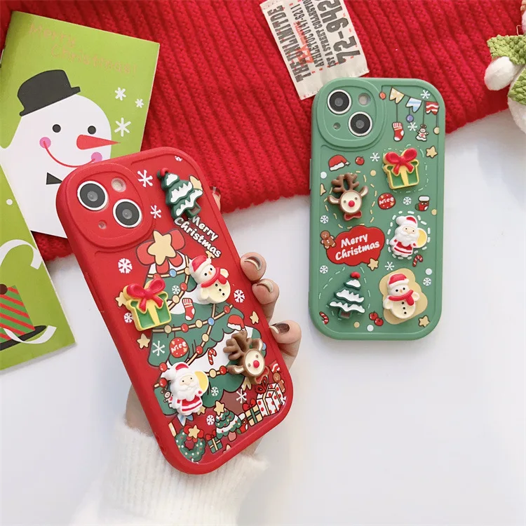 New 3d Cute Kawaii Mirror Christmas Phone Case Cover For Iphone Xr 11 ...