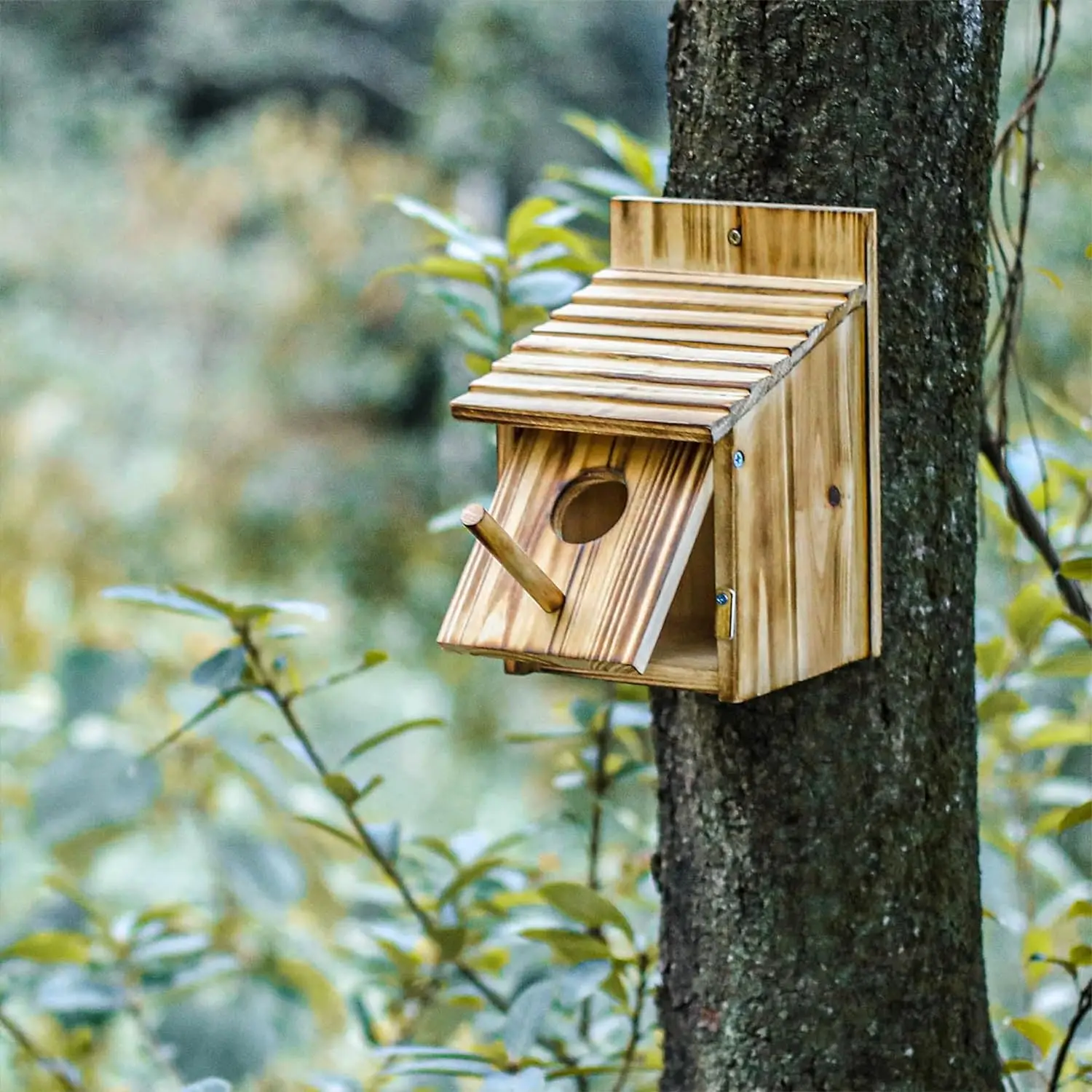 Casetta Per Uccelli In Legno Scala 1:12 - Miniatura Da Esterno Con Tetto Blu Handley IM65015
