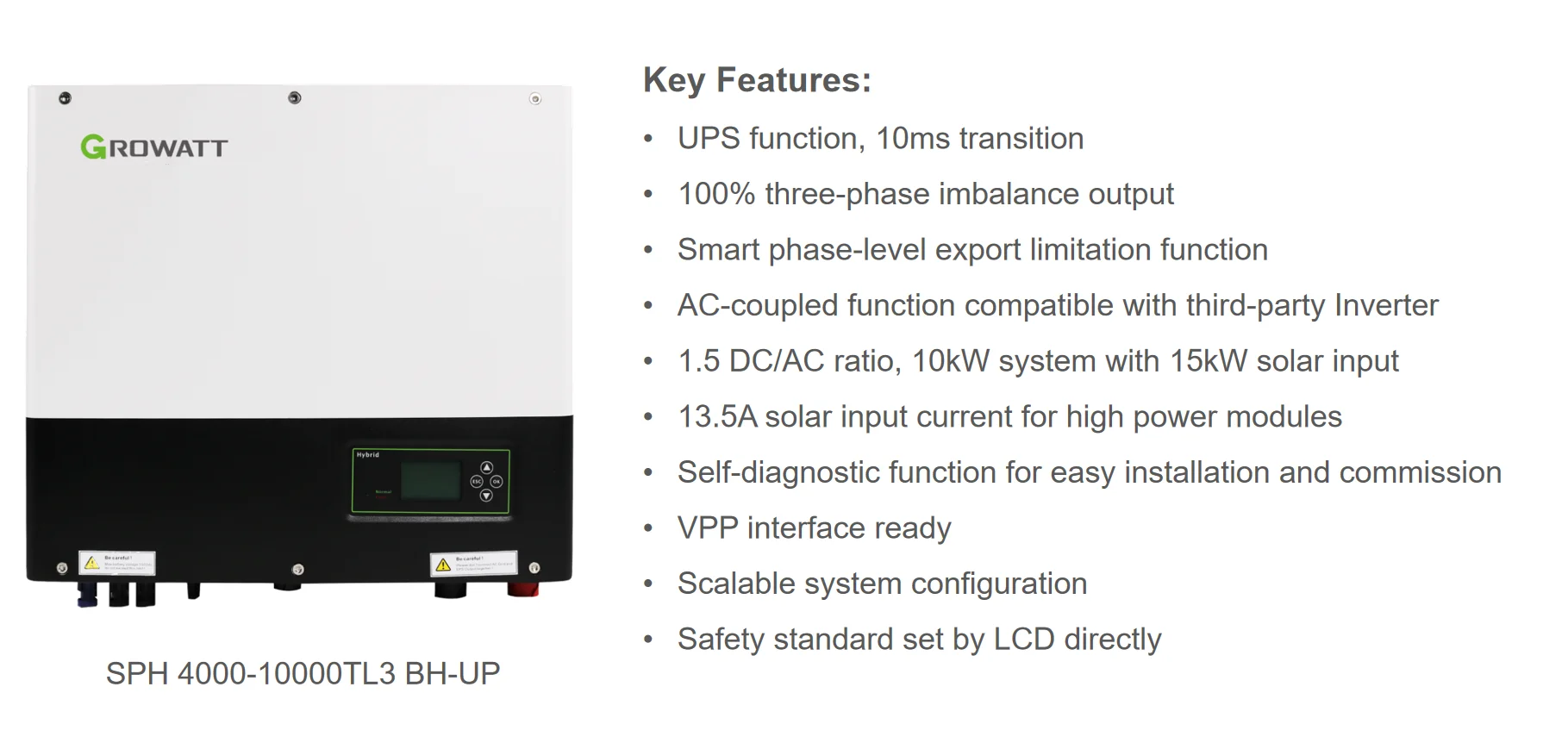 Growatt Hybrid Solar Inverter SPH 6000 3 Phase Inversor sph10000tl3 bh ...