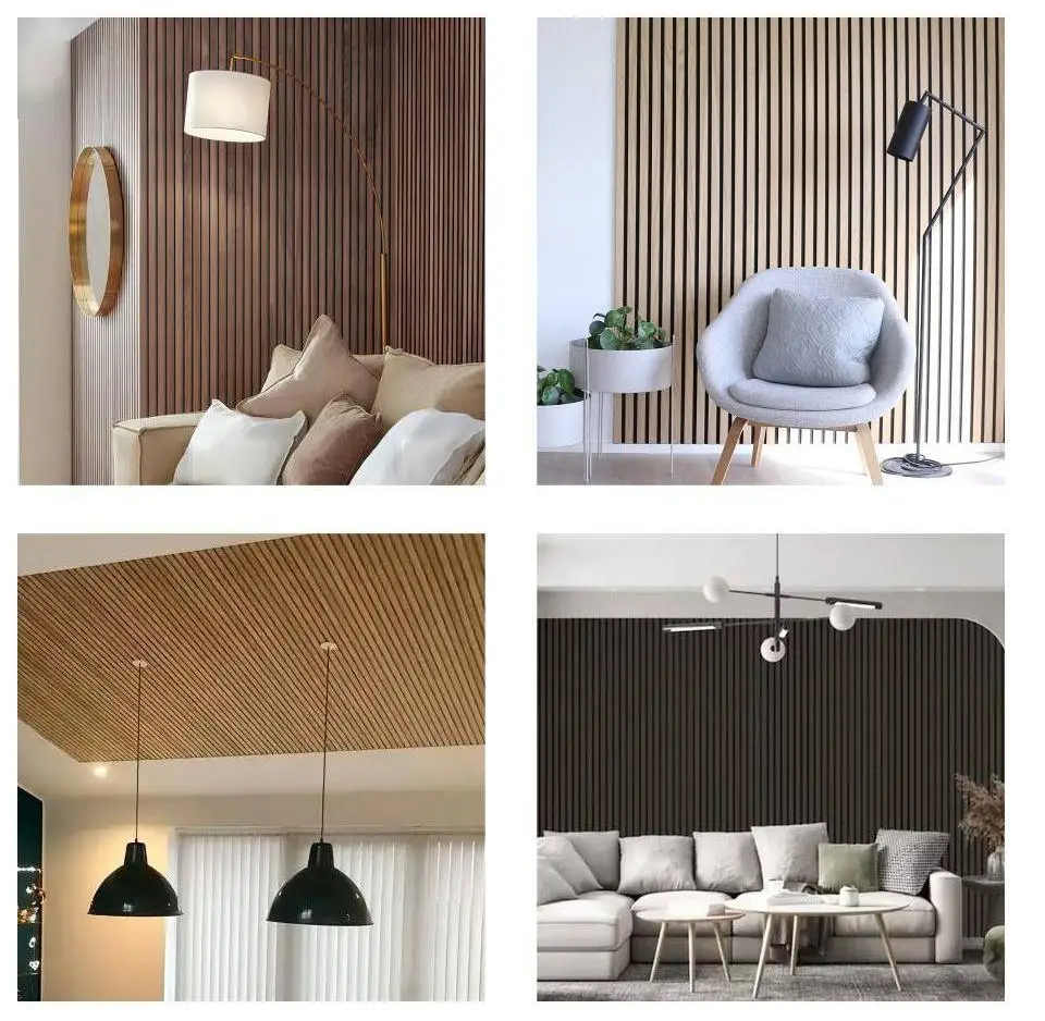 Pet Mdf Wood Slat Acupanels Walnut Acustic Wall Panel Slat Acoustic ...