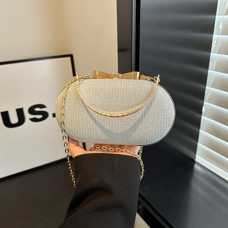 Niche High-End Luxury Portable Crossbody Hand-Held Messenger Chain Mini Polyester Lined Evening Bag Women's Red Fashionable