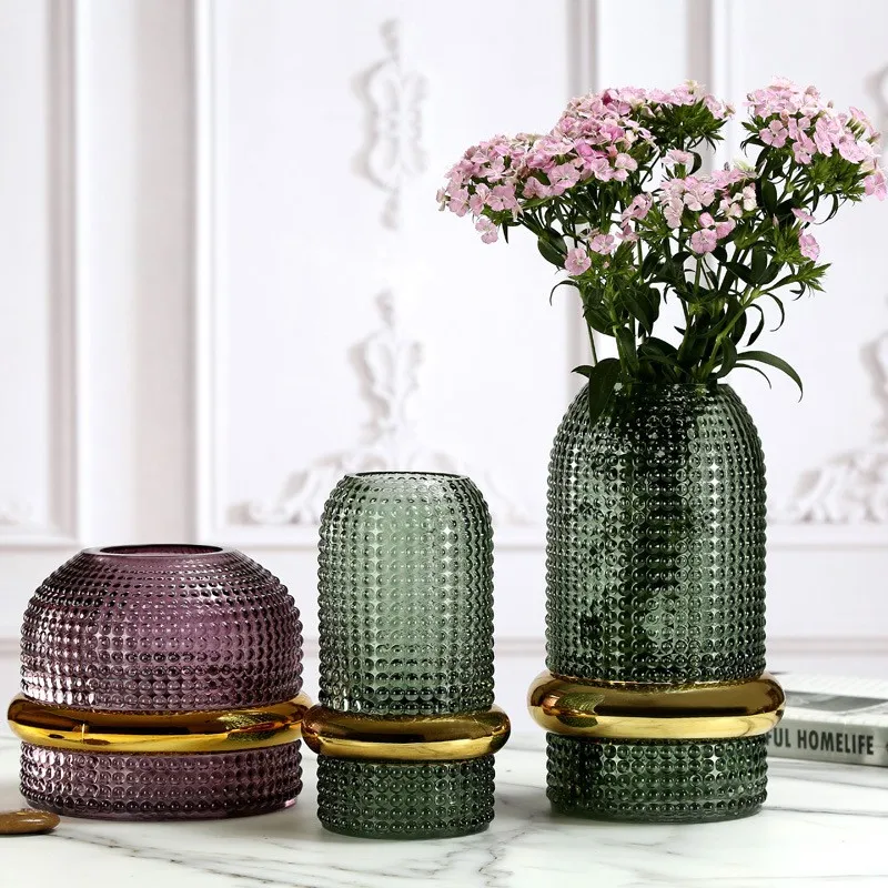 Unique Art Deco Handmade Glass Vase Tabletop Decorative Dry Flower Hydroponic Container for Home Use