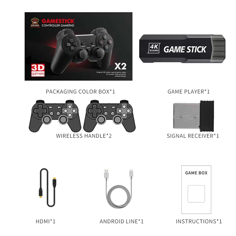 VAYAVA X2 Plus Game Stick 4K GD10 Double Controller Gamepad Juegos Consolas Retro Video Game Console HD 64GB