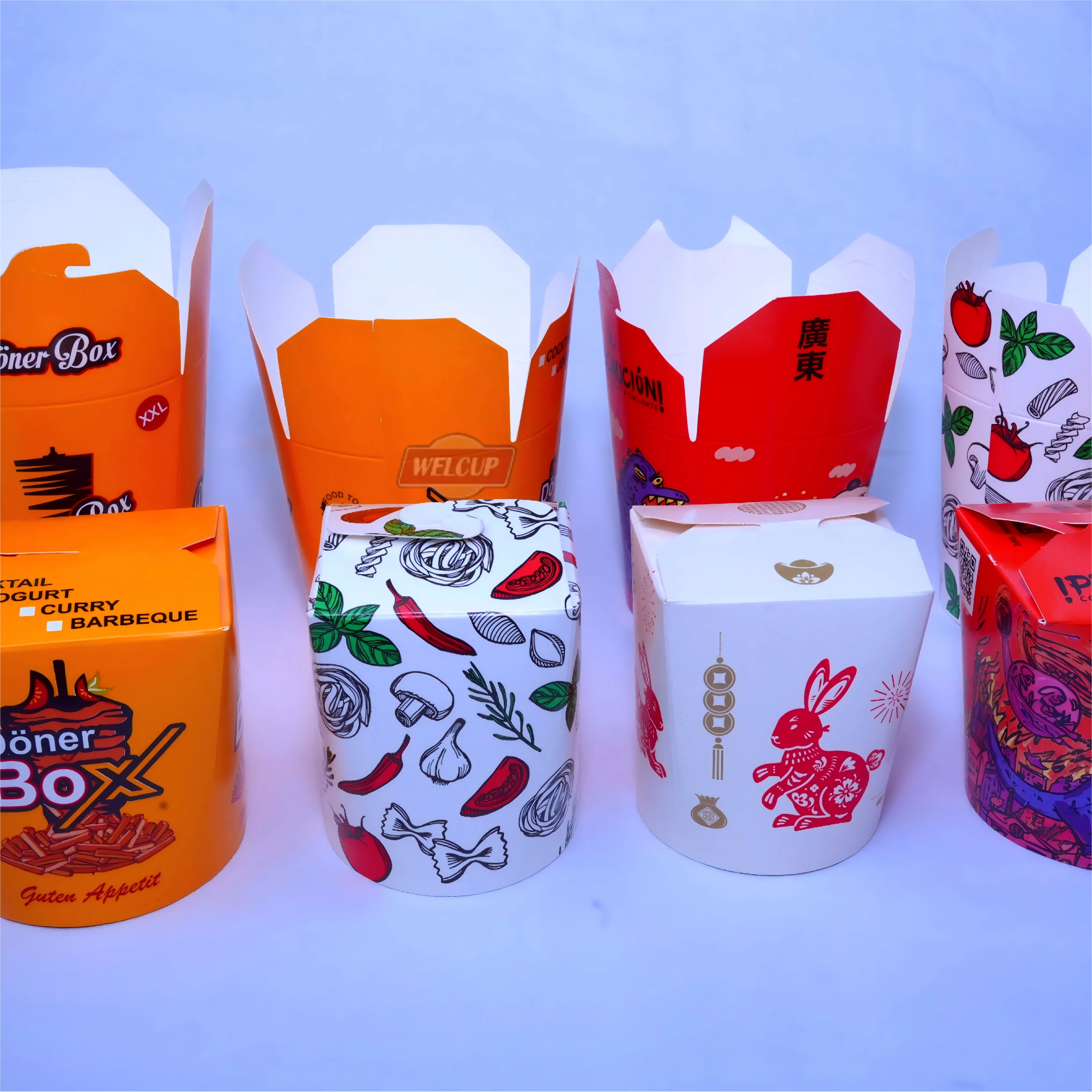 Custom-Printed Kraft Paper Takeaway Boxes Perfect for Chinese Noodles & Rice