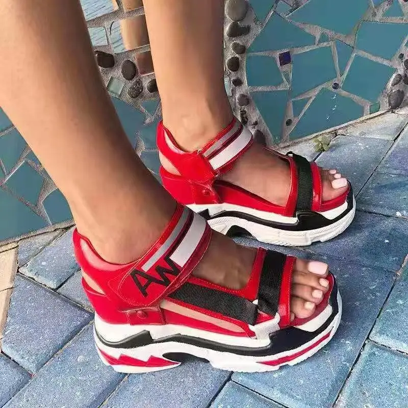 Женские босоножки на платформе, повседневные сандалии-гладиаторы на очень высоком каблуке, на танкетке, лето 2022