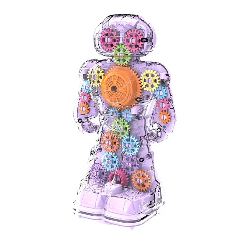 Great Gift Mini Mecanum Wheel Robot 6038 Electric Musical Gear Robot Toy With Flashing Lights for Children