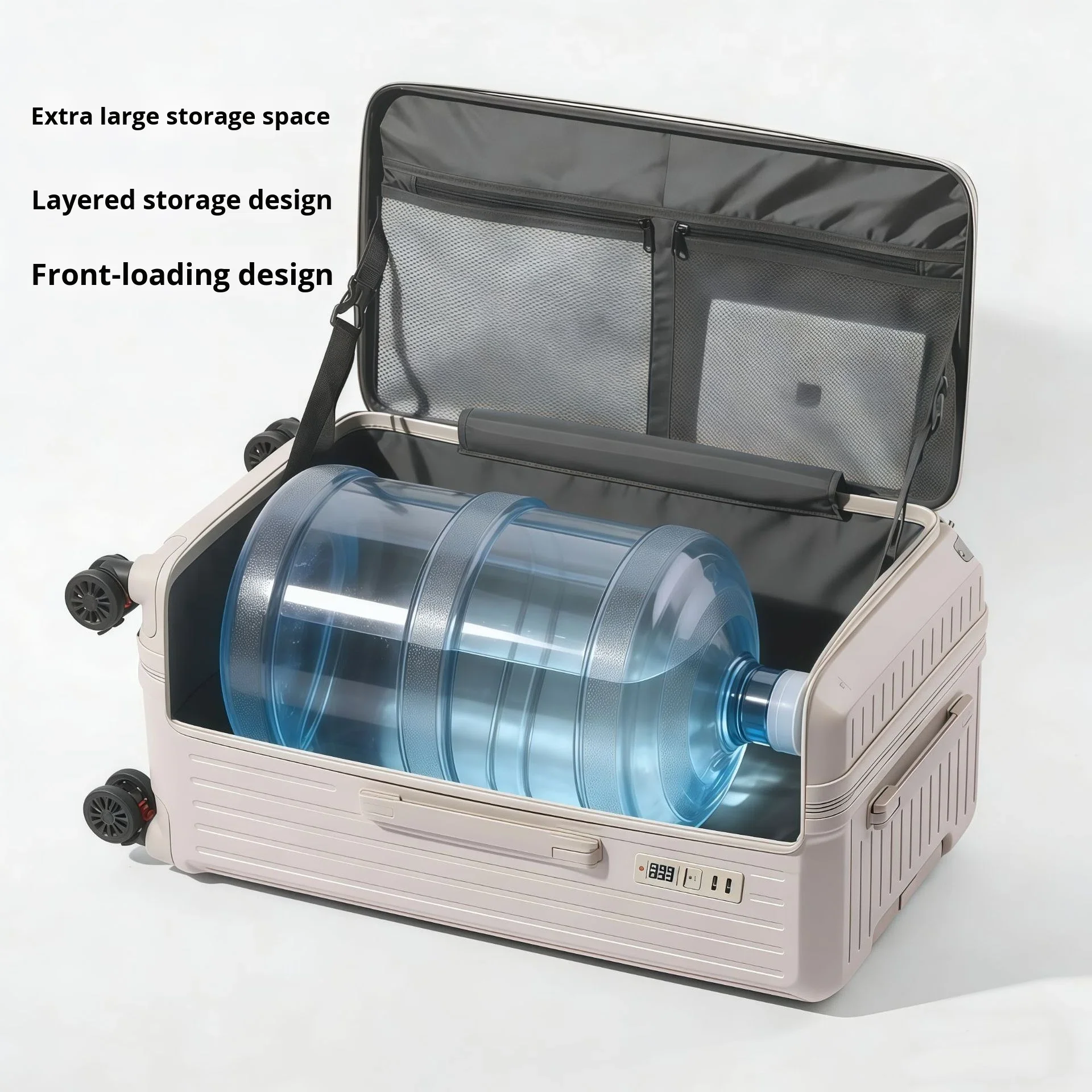 30 Inch PC Zipper Side Opening Luggage Large Capacity Expandable Rolling Suitcase Carry-on Travel Case 5 Wheels