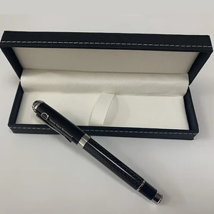 Heavy Luxury Black Carbon Fiber Metal Roller Pen with Custom logo  Novelty Metal Ballpoint Roller Pen Set with Small PU Box