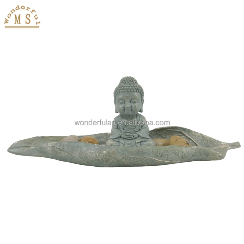 Resin zen religious tealight holder ceramic buddha figurine sand garden box kit home decoration office desktop