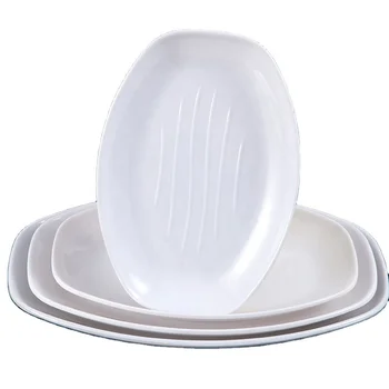 Wholesale restaurant white plastic dishes melamine oval dinner plate