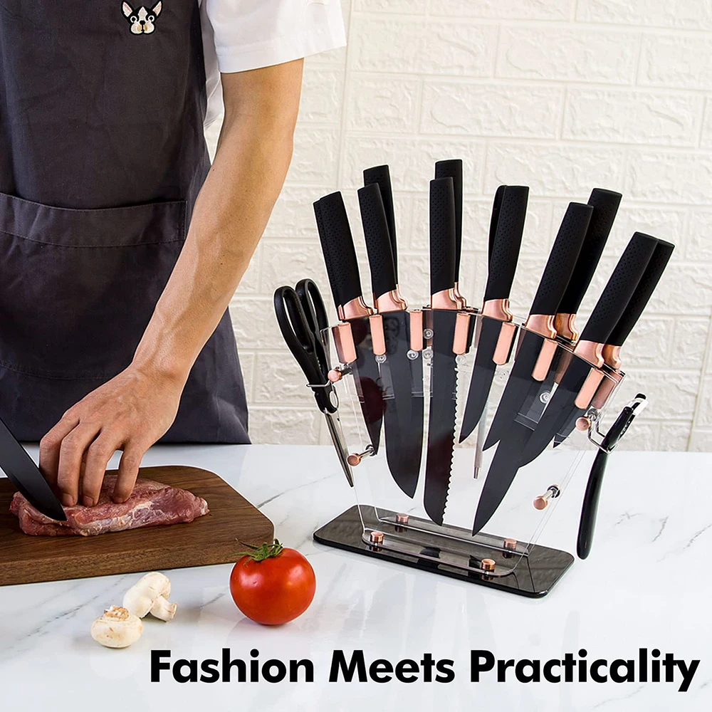 High Carbon Stainless Steel Black Printed Kitchen Knife With Nonstick