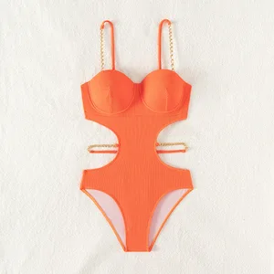 2026 Chain Sexy Summer Beach Bikini Swimwear One Piece Swimsuit