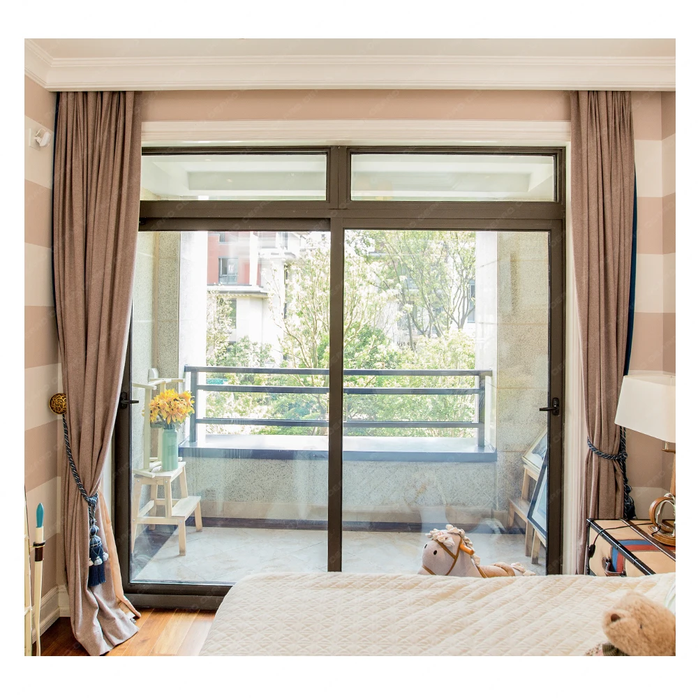 Customized thermal break Low-E glass two panel aluminum frame sliding glass doors for patio balcony living room door