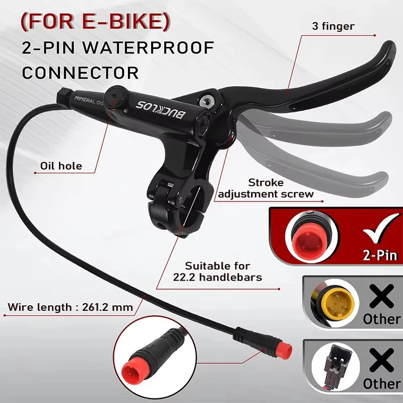 ODM/OEM BUCKLOS  E-Bike Hydraulic Brake 1150mm 1950mm 4-Piston Power Off Hydraulic Disc Brake for Ebike Scooter MTB Bike Parts
