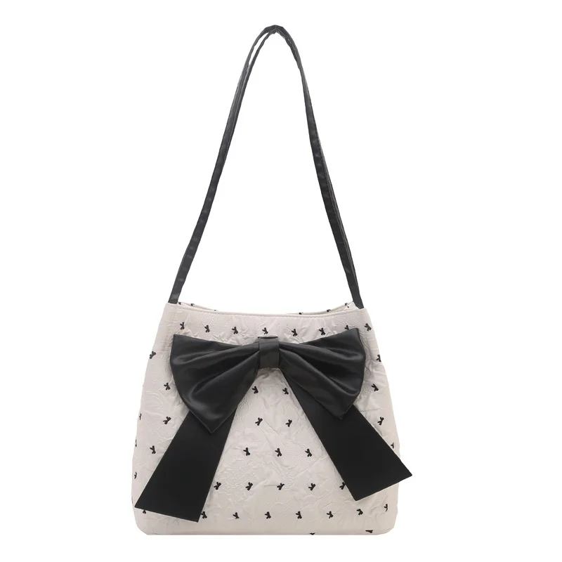 Korean-style Commuting Chic Medium Large-capacity Butterfly Bow Tie Underarm Bag Women Spring 2026 New Fashion Polka Dot Tote