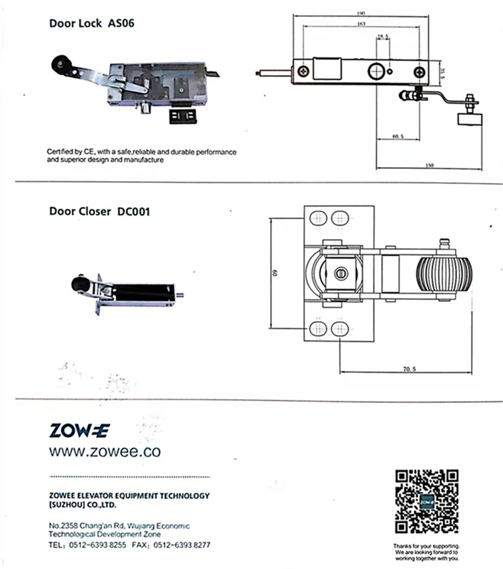 Zowee Elevator Spare Parts Elevator Door Closer General Use For Home