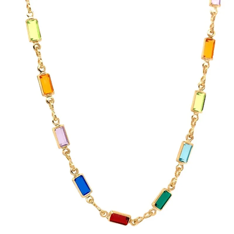 2023 Vintage Rainbow Crystal Heart Choker Necklace for Women