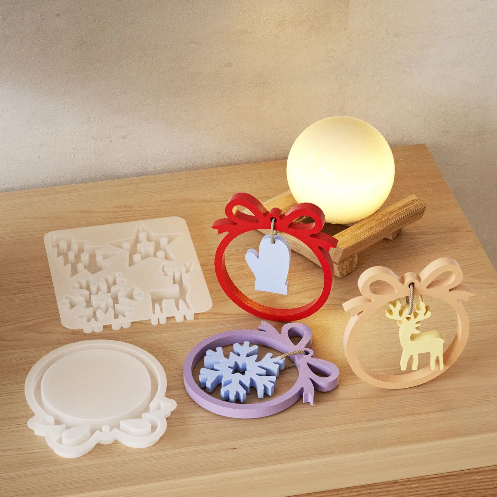 DIY Christmas Series Pendant Silicone Mold Eco-Friendly Christmas Tree Reindeer Snowflake Snow Gloves Pendant Mold supplier