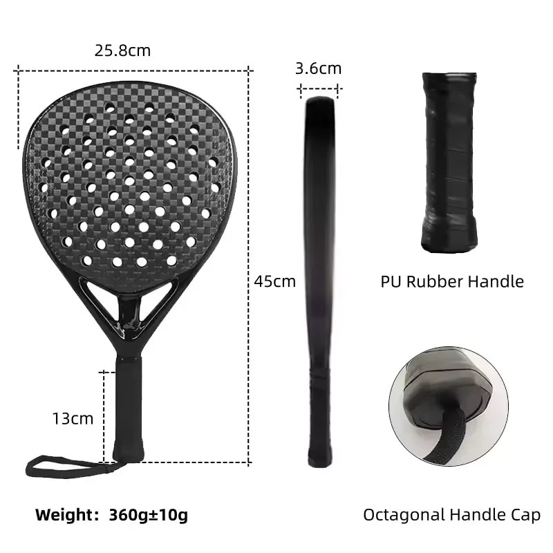 product premium pala padel racchetta hot new 38mm full carbon fiber design with high quality eva core and nylon net-3