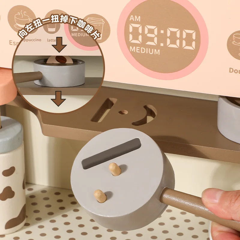 Wholesale Kids Coffee Machine Play Set Montessori Educational Wooden Toys Wooden Espresso Machine Play Set