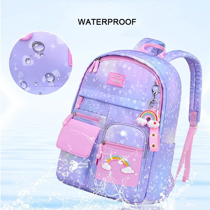 Rainbow Starry Sky Cute Girls Children School Bag Pink Book Bags ...