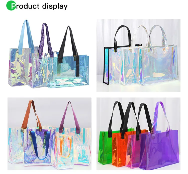 Custom Luxury Waterproof Pvc Tote Bag Beach Cosmetic Shopping Gift 2pcs in 1 Set Handbags Fashion Jelly Bag for Women