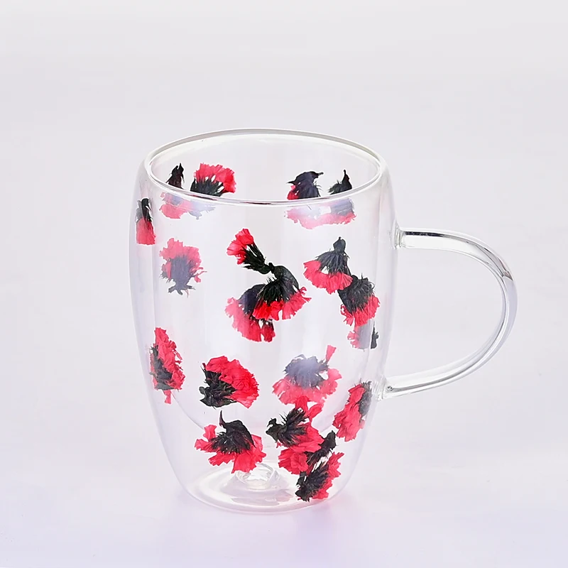 Assorted Colors Colorful Leaves Flowers Coffee Cups with and Without Handle Type 250ml 350ml on Sale Milk Mug