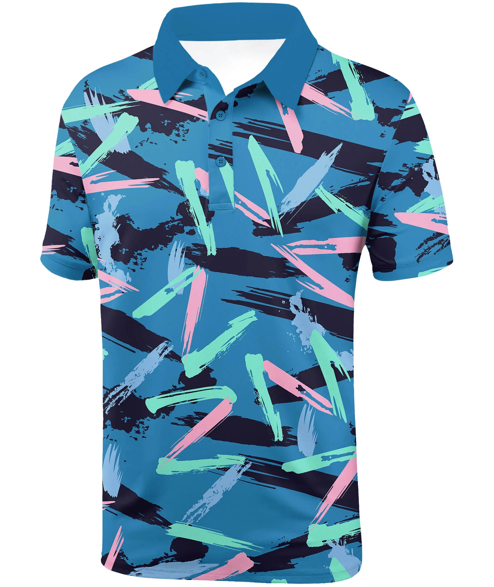 Wholesale Printed Breathable Summer Spring Short Sleeve Mid Length Polo T Shirt for Men