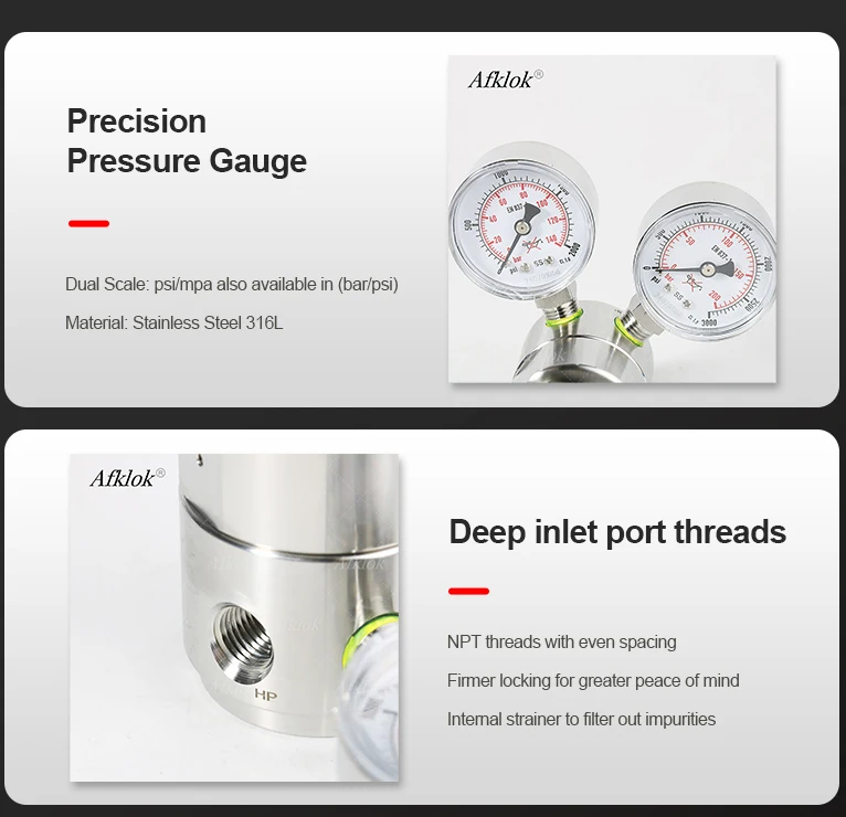 Inlet 6000psi Outlet 3000psi High Pressure Gas Regulator Hydrogen Pressure Regulator With Two Gauges for Industrial Laboratory