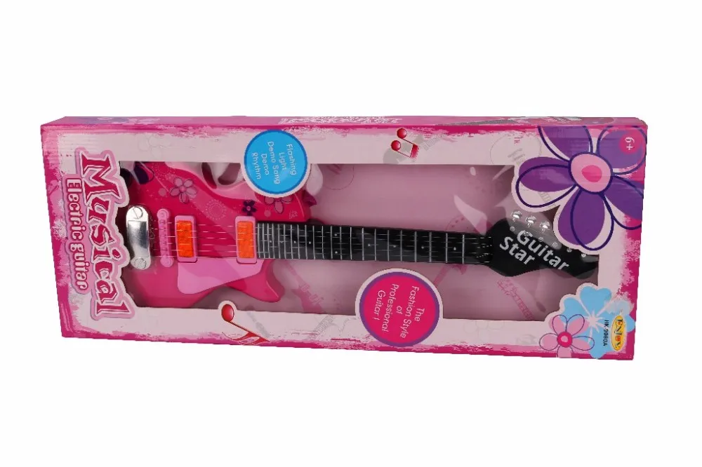 Guitare électrique Jouet 17 Pouces – 4 Cordes, ABS, Sangle Incluse, Pile AA – Instrument Musical Enfant