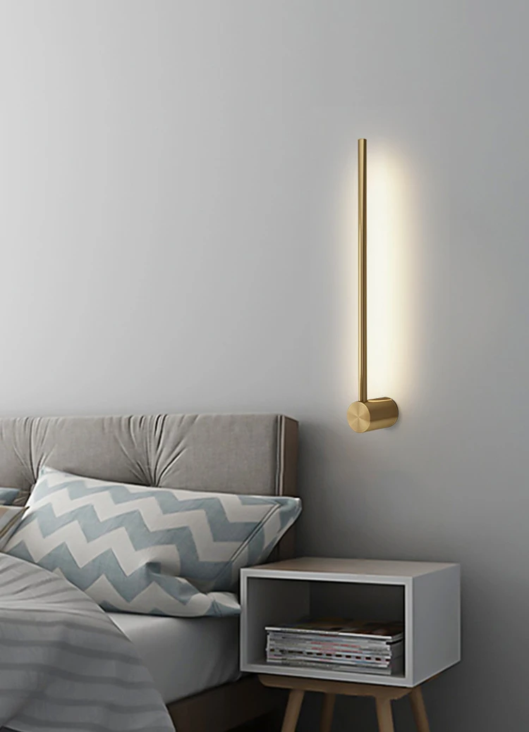 Modern salon metal art long strip luxurious wall light indoor led mirror front lamp for bedside