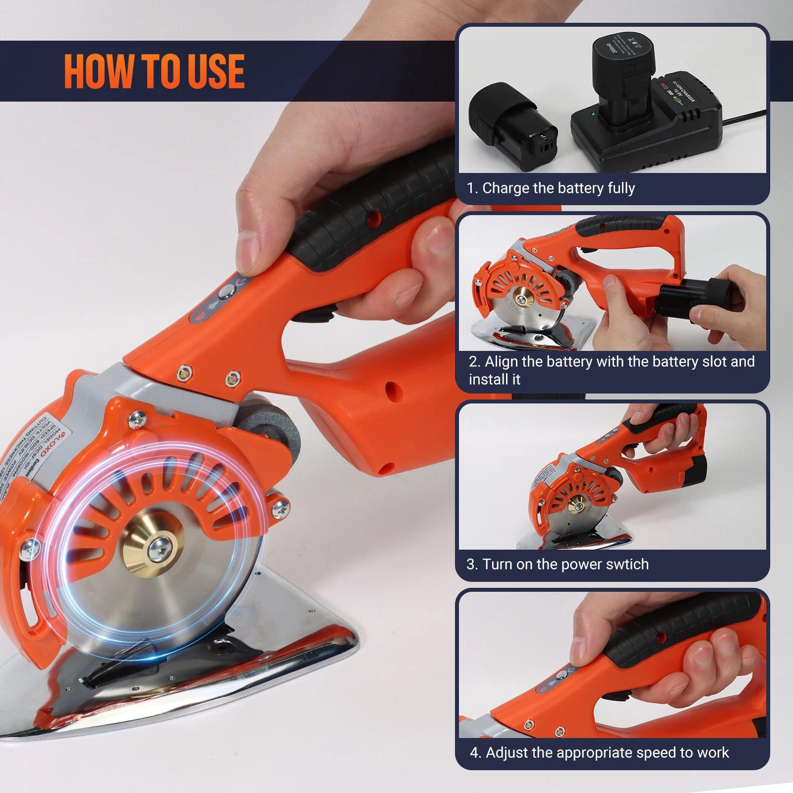Lithium Battery Electric Easy Operated Cordless Rechargeable Leather Wallpaper Carpet Fabric Electric Scissors