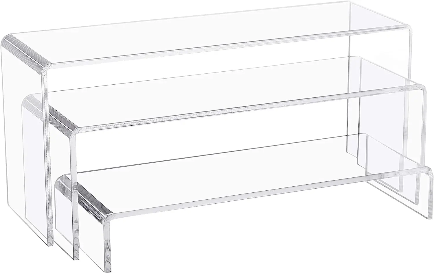 Plastic Clear Riser 3 Piece Large Clear Acrylic Riser Set for Display
