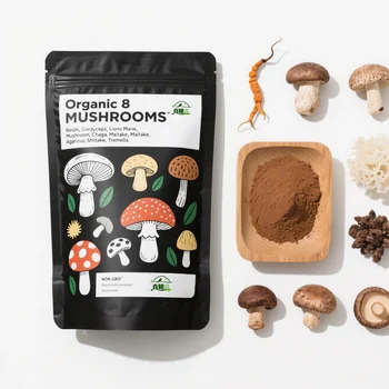 High Quality Mushruoom Powder Blend Maitake Chaga Cordyceps Lions Mane Anoderma Reishi Mushroom Organic Mushroom Extract Powder
