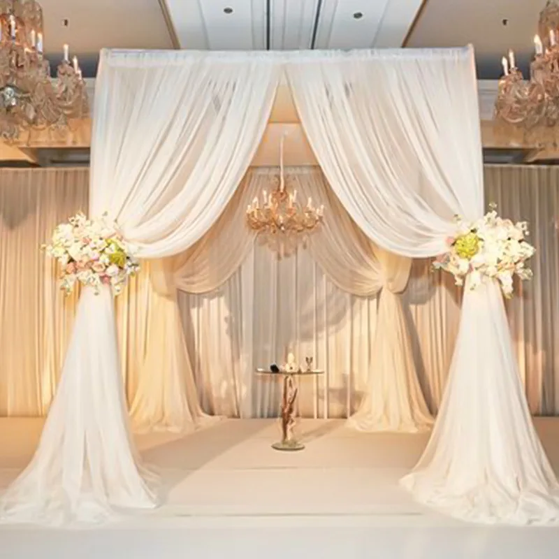 BJ230247 10FT Canopy Square Backdrop Frame Adjustable Pipe and Drape Backdrop Kit for Event Wedding Mandaps