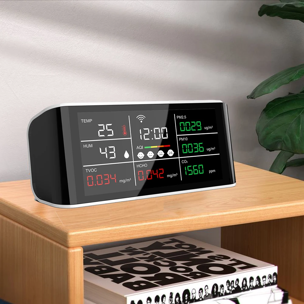 Moniteur De Qualité De L'air WiFi 10 En 1 Tuya - Mesure CO2, PM2.5, Température, Humidité - Écran 2.8", Autonome 24h - 12