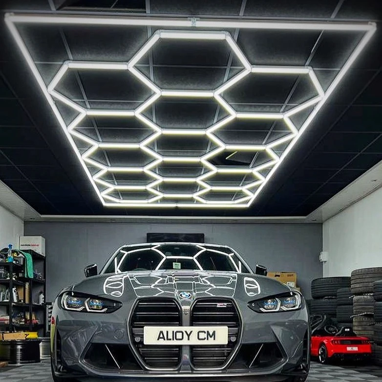 SUEZ Honeycomb Detailing Light Bar Hexagrid Lighting for Car Wash Station Garage Lamp Ceiling Design Hexagonal Led Lights