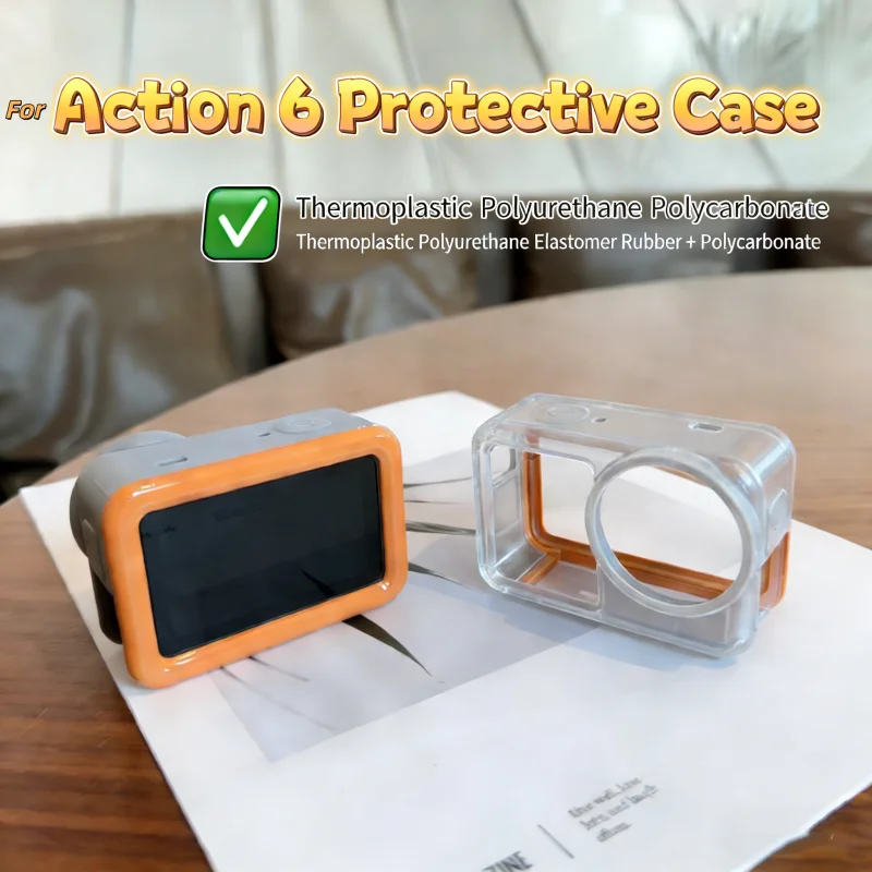 product for action 6 camera silicone case with lens cover set protective cover for dji action 6 sports camera silicone protective cover-3