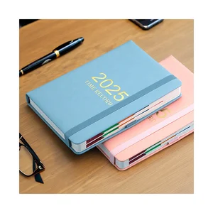 Fast Delivery A5 Leather Meeting Notebook 365days Planner Low MOQ Custom Logo Weekly Daily Agenda English Undated Diary