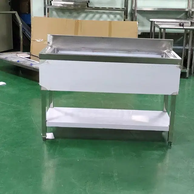 Cheap Made In China Commercial Sink Stainless Steel Drain Table Stainless Steel Fish Cleaning Table With Sink