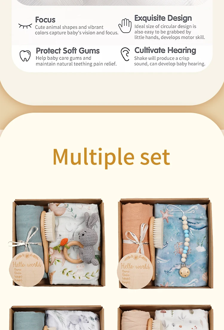 Popular Newborn Baby Blanket Gift Set Low Moq Muslin Swaddle Blanket