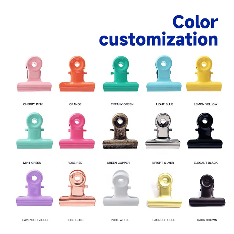 Plastic Bulldog Clip Stainless Steel Metal Paper File Rose Gold Binder Spring Money on