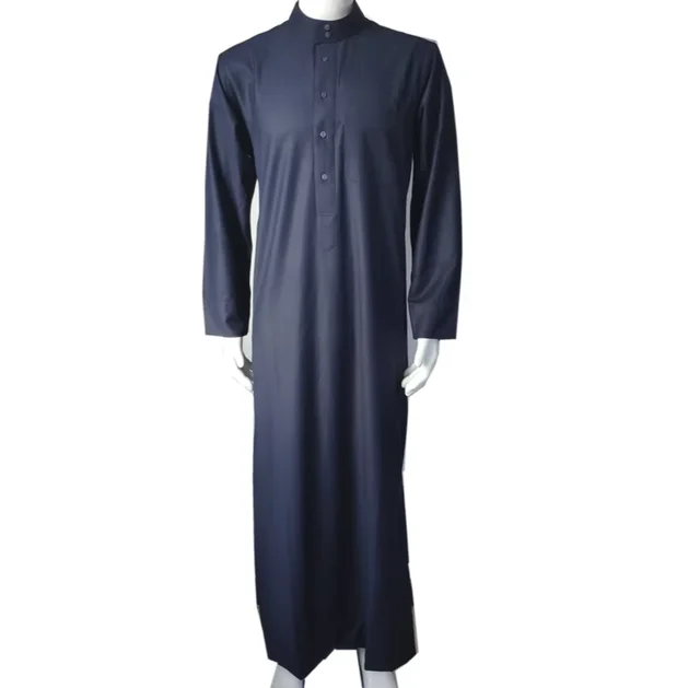 Custom Islamic Man Remandan Eid Solid Color 2 Piece Set Arabic Muslim Thobe Men Saudi