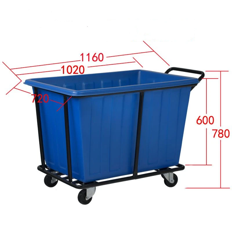 Hotel Hospital Factory Commercial Used Big Capacity Plastic Laundry Cart Laundry Trolley factory