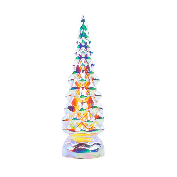 Christmas decorative blown led glass tree with rainbow color for christmas home ornament