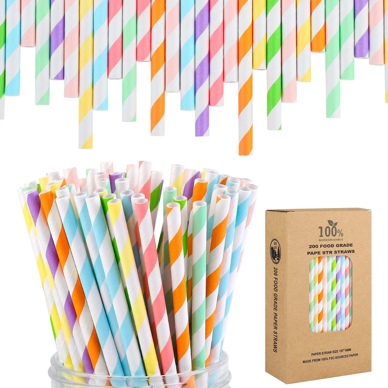 Disposable Cheaper Paper Straws Drinking Bulk Black Orange Halloween