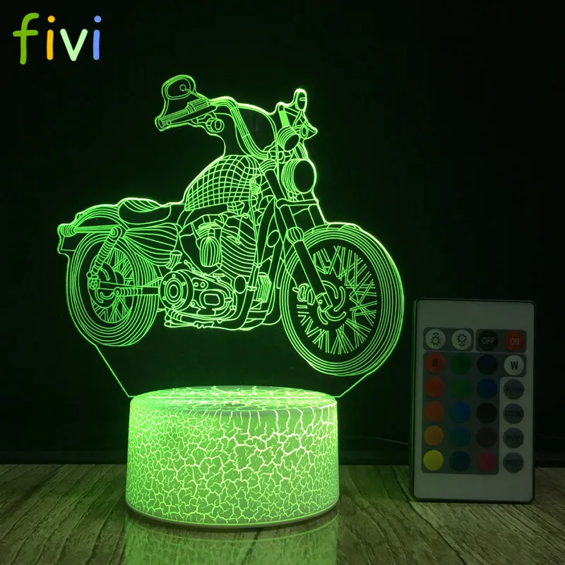 Motor Shape Acrylic USB 3D LED Table Lamp Touch Nightlight 7 Colors Change Light 